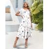 image:imageHOTOUCH Summer Dresses for Women 2026 Casual Midi Dress Petal Short Sleeve A Line Dress Pleated Flare SundressAwhite Floral 01
