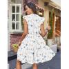 image:imageHOTOUCH Women Printed Dress for Summer Short Ruffle Sleeve Dress Tiered Mini Dress with PocketsFloralbf290