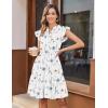 image:imageHOTOUCH Women Printed Dress for Summer Short Ruffle Sleeve Dress Tiered Mini Dress with PocketsFloralbf290