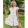 image:imageHOTOUCH Women Printed Dress for Summer Short Ruffle Sleeve Dress Tiered Mini Dress with PocketsFloralbf290