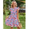 image:imageHOTOUCH Women Printed Dress for Summer Short Ruffle Sleeve Dress Tiered Mini Dress with PocketsFloralcx237
