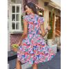 image:imageHOTOUCH Women Printed Dress for Summer Short Ruffle Sleeve Dress Tiered Mini Dress with PocketsFloralcx237