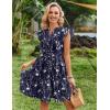 image:imageHOTOUCH Women Printed Dress for Summer Short Ruffle Sleeve Dress Tiered Mini Dress with PocketsFloralsf180
