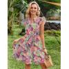 image:imageHOTOUCH Women Printed Dress for Summer Short Ruffle Sleeve Dress Tiered Mini Dress with PocketsFloralsp91