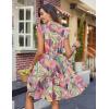 image:imageHOTOUCH Women Printed Dress for Summer Short Ruffle Sleeve Dress Tiered Mini Dress with PocketsFloralsp91