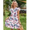 image:imageHOTOUCH Women Printed Dress for Summer Short Ruffle Sleeve Dress Tiered Mini Dress with PocketsFloralwf16