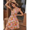 image:imageHOTOUCH Women Printed Dress for Summer Short Ruffle Sleeve Dress Tiered Mini Dress with PocketsFloralwf82