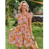image:imageHOTOUCH Women Printed Dress for Summer Short Ruffle Sleeve Dress Tiered Mini Dress with PocketsFloralwf82