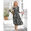 image:imageHOTOUCH Womens 34 Sleeve Aline and Flare Midi Long DressNblack Floral