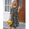 image:imageHOTOUCH Womens 34 Sleeve Aline and Flare Midi Long DressNblack Floral