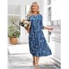 image:imageHOTOUCH Womens 34 Sleeve Aline and Flare Midi Long DressNblue Floral 01