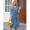 image:imageHOTOUCH Womens 34 Sleeve Aline and Flare Midi Long DressNblue Floral 01
