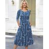 image:imageHOTOUCH Womens 34 Sleeve Aline and Flare Midi Long DressNblue Floral 01