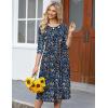 image:imageHOTOUCH Womens 34 Sleeve Aline and Flare Midi Long DressNblue Floral 02