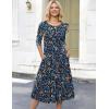 image:imageHOTOUCH Womens 34 Sleeve Aline and Flare Midi Long DressNblue Floral 02