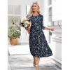 image:imageHOTOUCH Womens 34 Sleeve Aline and Flare Midi Long DressNblue Floral 02
