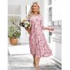 image:imageHOTOUCH Womens 34 Sleeve Aline and Flare Midi Long DressNpink Floral