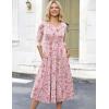 image:imageHOTOUCH Womens 34 Sleeve Aline and Flare Midi Long DressNpink Floral