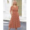 image:imageHOTOUCH Womens 34 Sleeve Aline and Flare Midi Long DressNred Floral