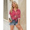 image:imageHOTOUCH Womens Button Down Shirts Linen Cotton Long Sleeve Blouses Casual Collared Loose Fit Gauze Tops with PocketMandala Printed