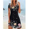 image:imageHOTOUCH Womens Casual ALine Dress with Pockets Summer Beach Floral Tshirt Dress Short Sleeve Mini Dress Flowy SundressesBlack Floralprinted