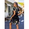image:imageHOTOUCH Womens Casual ALine Dress with Pockets Summer Beach Floral Tshirt Dress Short Sleeve Mini Dress Flowy SundressesBlack Floralprinted