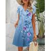 image:imageHOTOUCH Womens Casual ALine Dress with Pockets Summer Beach Floral Tshirt Dress Short Sleeve Mini Dress Flowy SundressesBlue Floralprinted