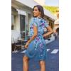 image:imageHOTOUCH Womens Casual ALine Dress with Pockets Summer Beach Floral Tshirt Dress Short Sleeve Mini Dress Flowy SundressesBlue Floralprinted