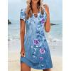 image:imageHOTOUCH Womens Casual ALine Dress with Pockets Summer Beach Floral Tshirt Dress Short Sleeve Mini Dress Flowy SundressesBlue Floralprinted