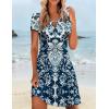 image:imageHOTOUCH Womens Casual ALine Dress with Pockets Summer Beach Floral Tshirt Dress Short Sleeve Mini Dress Flowy SundressesBlue Printed11