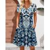 image:imageHOTOUCH Womens Casual ALine Dress with Pockets Summer Beach Floral Tshirt Dress Short Sleeve Mini Dress Flowy SundressesBlue Printed11