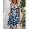 image:imageHOTOUCH Womens Casual ALine Dress with Pockets Summer Beach Floral Tshirt Dress Short Sleeve Mini Dress Flowy SundressesBlue Printed11