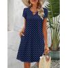image:imageHOTOUCH Womens Casual ALine Dress with Pockets Summer Beach Floral Tshirt Dress Short Sleeve Mini Dress Flowy SundressesBlue Round Dot