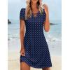 image:imageHOTOUCH Womens Casual ALine Dress with Pockets Summer Beach Floral Tshirt Dress Short Sleeve Mini Dress Flowy SundressesBlue Round Dot