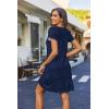 image:imageHOTOUCH Womens Casual ALine Dress with Pockets Summer Beach Floral Tshirt Dress Short Sleeve Mini Dress Flowy SundressesBlue Round Dot
