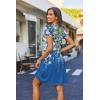 image:imageHOTOUCH Womens Casual ALine Dress with Pockets Summer Beach Floral Tshirt Dress Short Sleeve Mini Dress Flowy SundressesDark Blue Floralprintrd