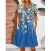 image:imageHOTOUCH Womens Casual ALine Dress with Pockets Summer Beach Floral Tshirt Dress Short Sleeve Mini Dress Flowy SundressesDark Blue Floralprintrd