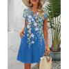 image:imageHOTOUCH Womens Casual ALine Dress with Pockets Summer Beach Floral Tshirt Dress Short Sleeve Mini Dress Flowy SundressesDark Blue Floralprintrd