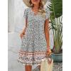 image:imageHOTOUCH Womens Casual ALine Dress with Pockets Summer Beach Floral Tshirt Dress Short Sleeve Mini Dress Flowy SundressesFloral Printed