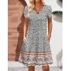 image:imageHOTOUCH Womens Casual ALine Dress with Pockets Summer Beach Floral Tshirt Dress Short Sleeve Mini Dress Flowy SundressesFloral Printed