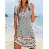 image:imageHOTOUCH Womens Casual ALine Dress with Pockets Summer Beach Floral Tshirt Dress Short Sleeve Mini Dress Flowy SundressesFloral Printed