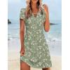 image:imageHOTOUCH Womens Casual ALine Dress with Pockets Summer Beach Floral Tshirt Dress Short Sleeve Mini Dress Flowy SundressesGreen Leaf Printed