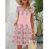 image:imageHOTOUCH Womens Casual ALine Dress with Pockets Summer Beach Floral Tshirt Dress Short Sleeve Mini Dress Flowy SundressesPinkprinted