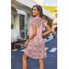 image:imageHOTOUCH Womens Casual ALine Dress with Pockets Summer Beach Floral Tshirt Dress Short Sleeve Mini Dress Flowy SundressesPinkprinted