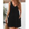 image:imageHOTOUCH Womens Casual Sundress with Pockets Summer Beach Dress Floral TShirts Dress V Neck Loose Tank Dresses2061 Ablack