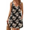 image:imageHOTOUCH Womens Casual Sundress with Pockets Summer Beach Dress Floral TShirts Dress V Neck Loose Tank Dresses2601blackprint