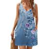 image:imageHOTOUCH Womens Casual Sundress with Pockets Summer Beach Dress Floral TShirts Dress V Neck Loose Tank Dresses2604 Blue Floral