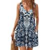 image:imageHOTOUCH Womens Casual Sundress with Pockets Summer Beach Dress Floral TShirts Dress V Neck Loose Tank Dresses2604 Boho Print
