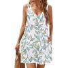 image:imageHOTOUCH Womens Casual Sundress with Pockets Summer Beach Dress Floral TShirts Dress V Neck Loose Tank DressesTropical White