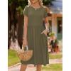 image:imageHOTOUCH Womens Summer ALine Midi Dresses 2026 Casual Floral Short Sleeve TShirt Dress Flowy Beach Sundress with PocketsArmy Green